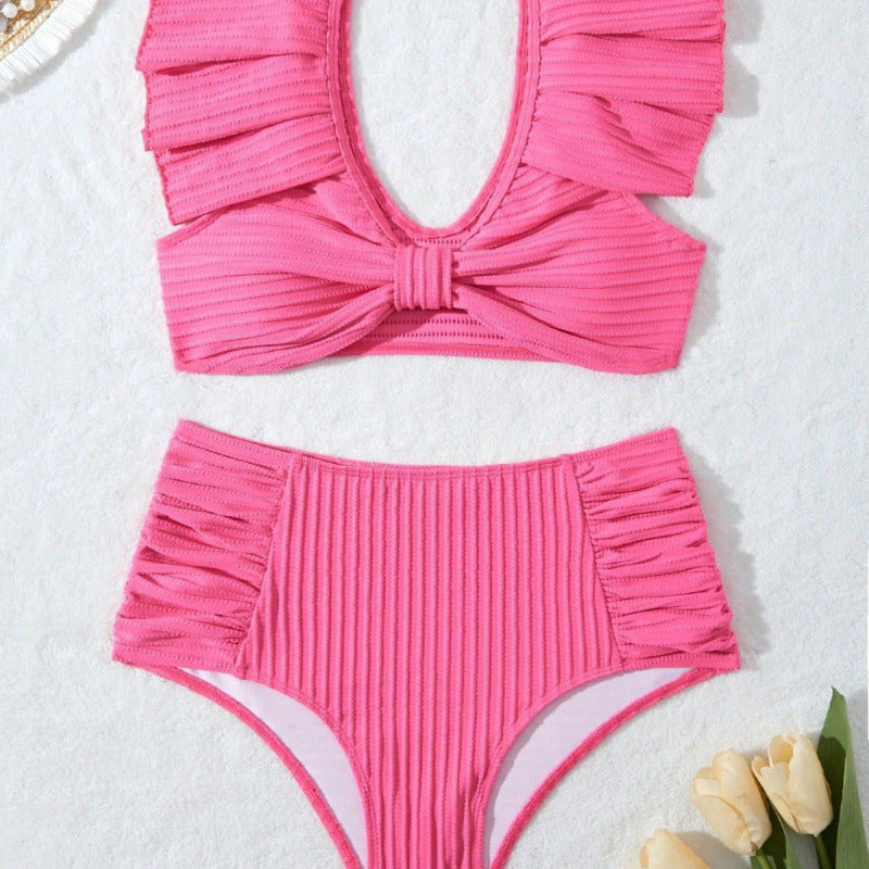 Damen Hochgeschnittener Bikini mit Rüschendetails Echo Archiv