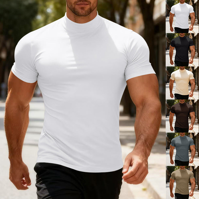 Herren Sportliches Kurzarm-T-Shirt mit hohem Kragen Echoarchiv