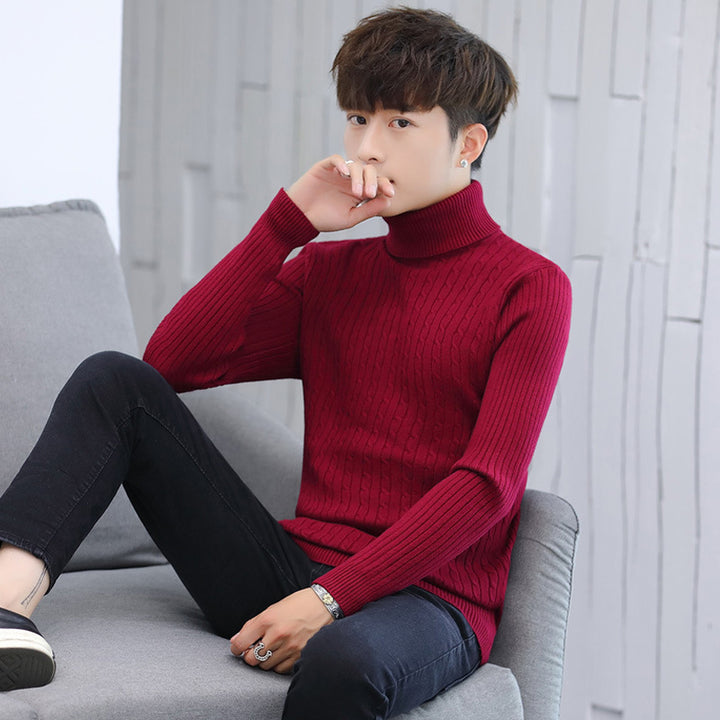 Herren Eleganter Rollkragenpullover mit Rippmuster Echoarchiv