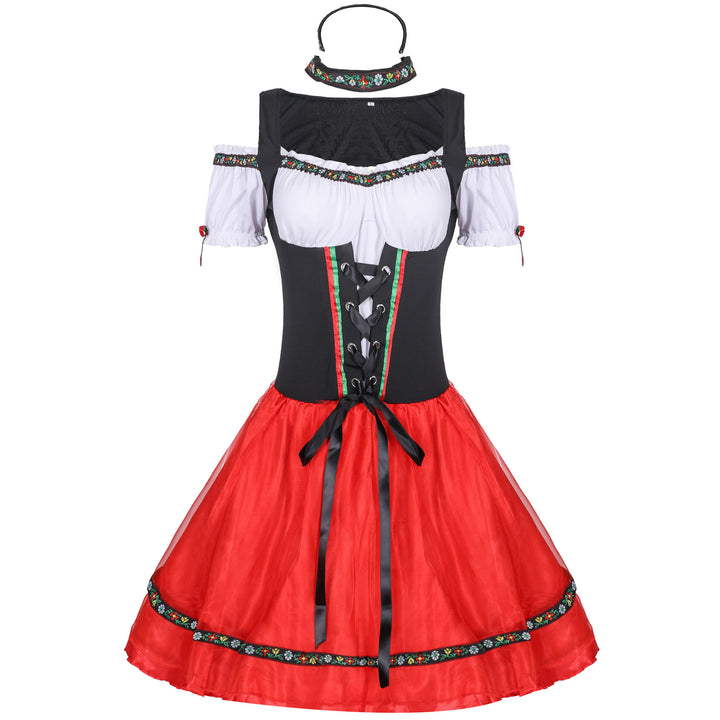 Damen nan folklorisches Kostümkleid mit off-shoulder Bluse Schnürkorsage und stufigem Tüllrock Echo Archiv