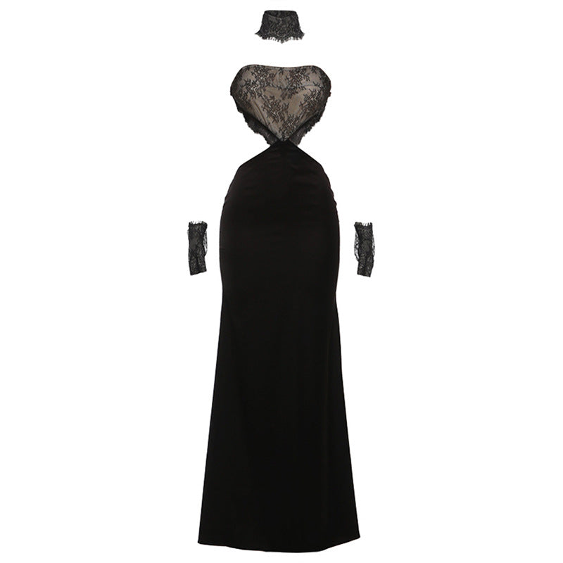 Damen Elegantes Maxikleid mit Spitze und Raffiniertem Schnitt Echo Archiv