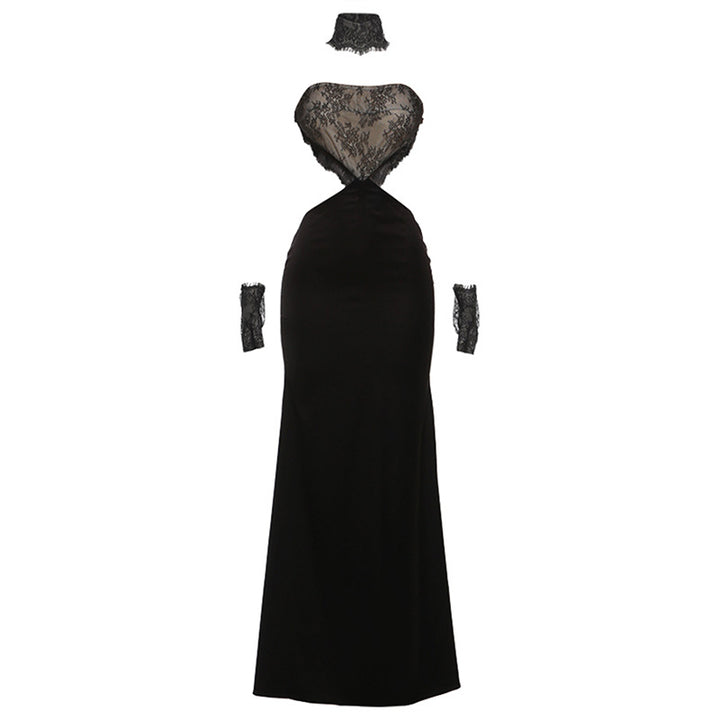 Damen Elegantes Maxikleid mit Spitze und Raffiniertem Schnitt Echo Archiv