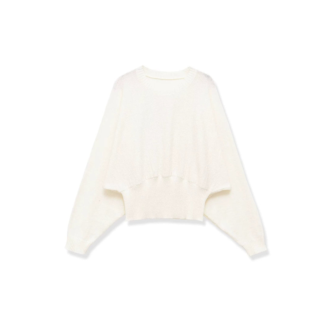 Damen weit geschnittener Cropped-Pullover mit Fledermausärmeln und breitem Rippbündchen Echo Archiv