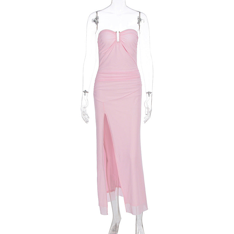 Damen Elegantes Schlauchkleid mit raffiniertem Schlitz und schulterfreiem Design Echo Archiv