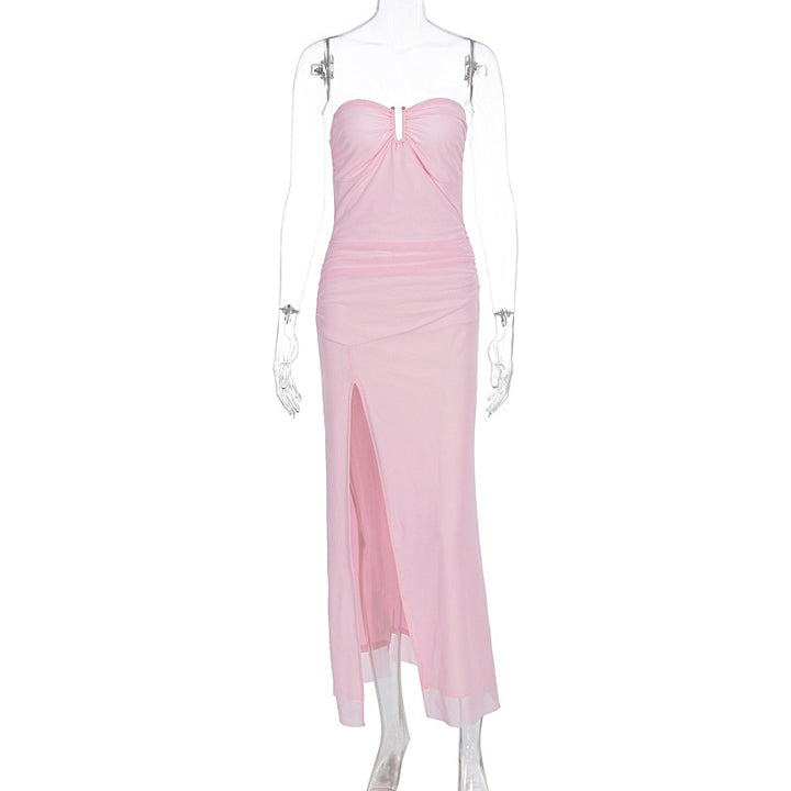 Damen Elegantes Schlauchkleid mit raffiniertem Schlitz und schulterfreiem Design Echo Archiv