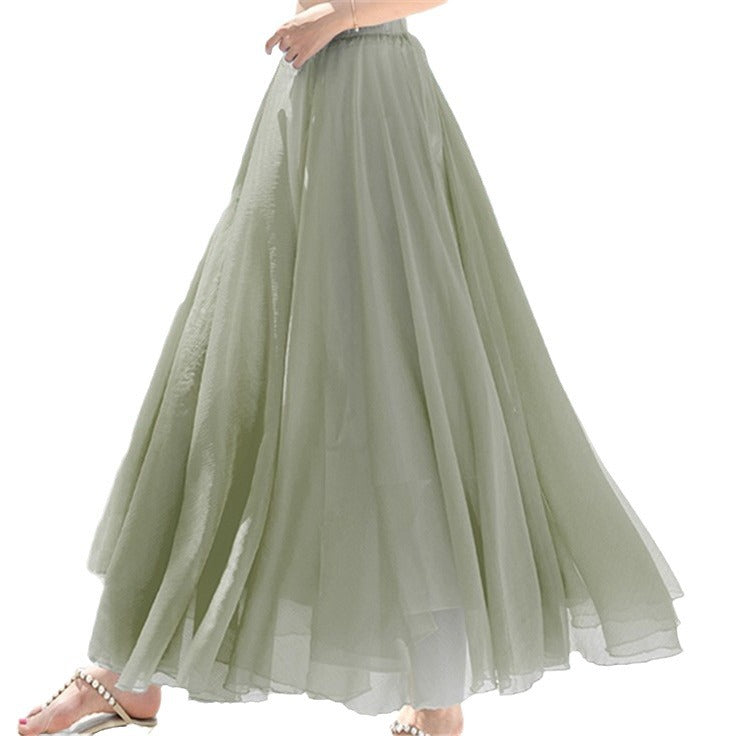Damen nan fließender Maxirock aus Chiffon mit elastischem Bund und mehrlagigem Volant Echo Archiv