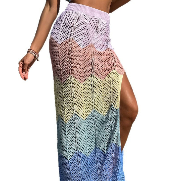 Damen Strick Maxi-Rock mit hohem Schlitz und Rautenmuster Echo Archiv