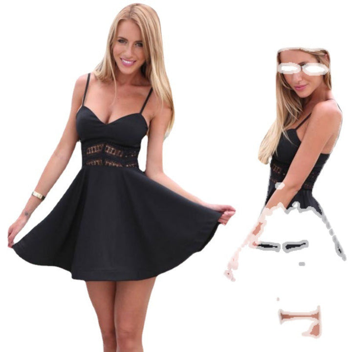 Damen A-Linien Sommer Mini Kleid mit Spitzenoberteil Detail Echoarchiv