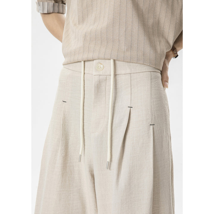 Herren Weite Leinenhose mit hoher Taille, Bundfalte & relaxed Silhouette Echoarchiv