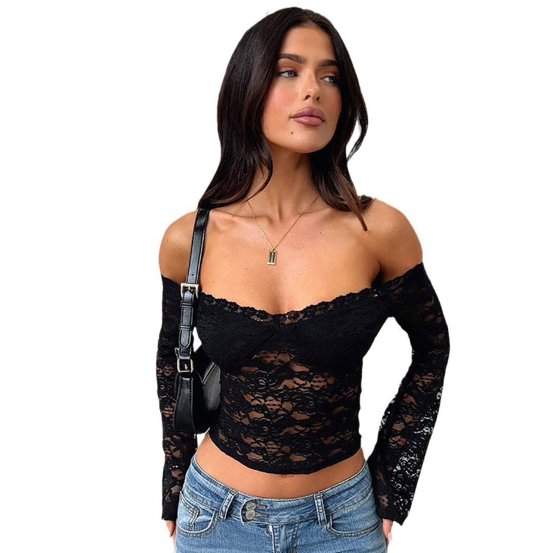 Damen Spitzentop mit Schulterfreiem Design und Volantärmeln Echo Archiv