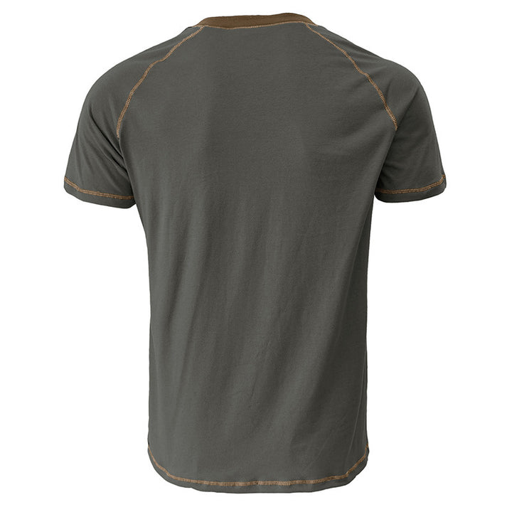 Herren Kurzarm-Henley-Shirt mit auffälligen Kontrastnähten und bequemer Passform Echoarchiv