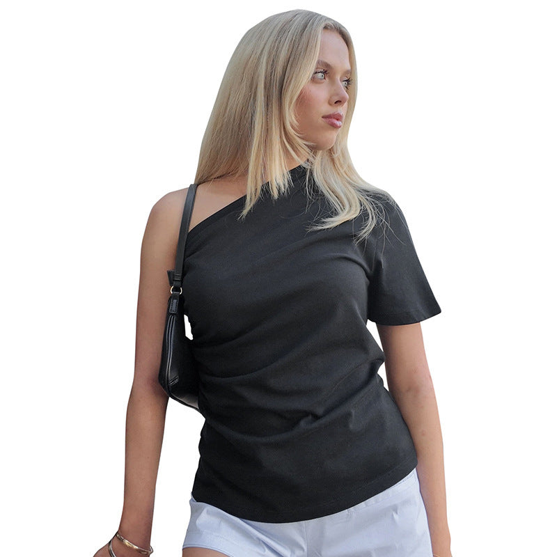 Damen asymmetrisches Kurzarmshirt mit elegantem Schnitt Echo Archiv