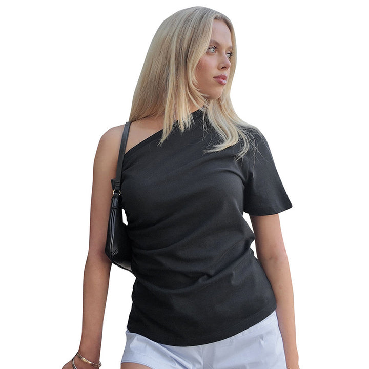 Damen asymmetrisches Kurzarmshirt mit elegantem Schnitt Echo Archiv