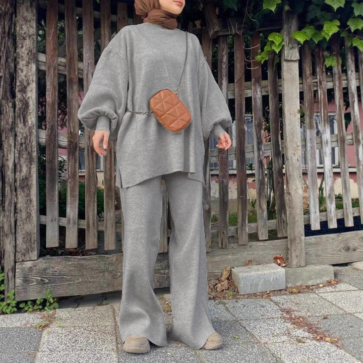 Damen Oversize-Strickset mit Ballonärmeln & weitem Palazzo-Hosenbein Echoarchiv