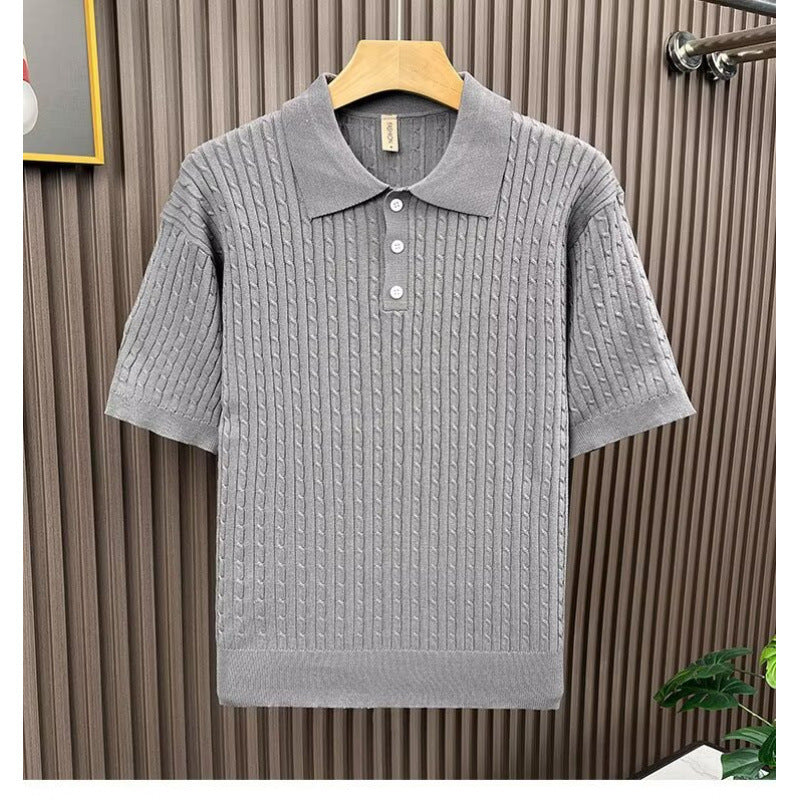 Herrenmode Strick-Polohemd mit strukturiertem Design Echo Archive