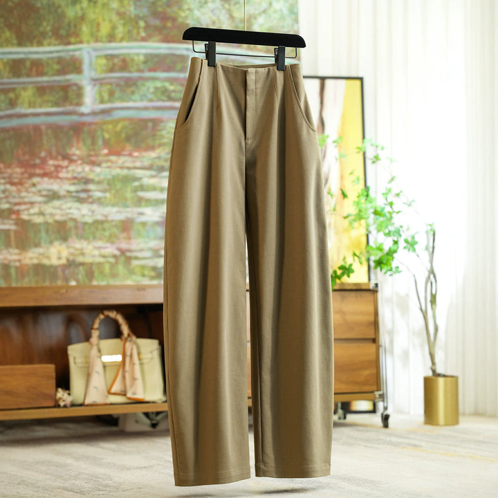 Damen Elegante und bequeme, hoch taillierte Stoffhose Echoarchiv