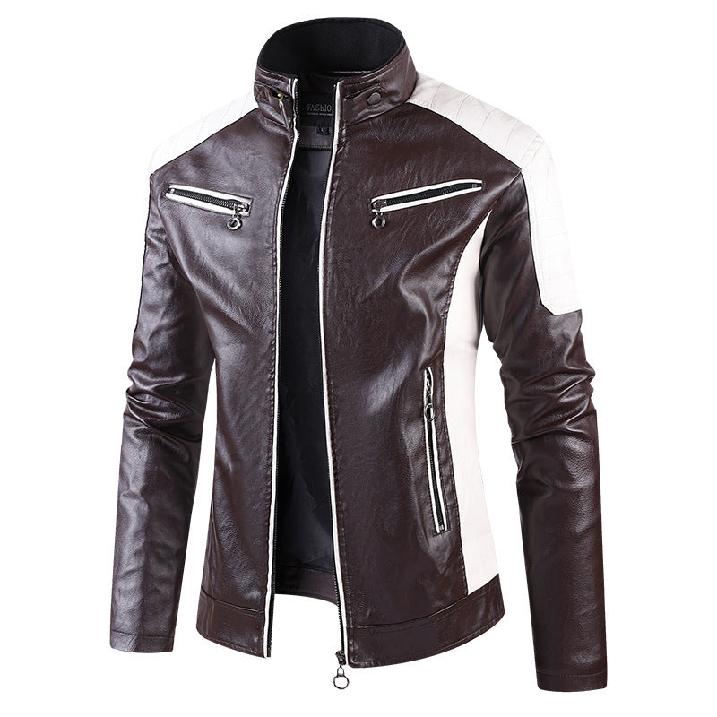 Herren Modische Bikerjacke aus Kunstleder Echo Archiv