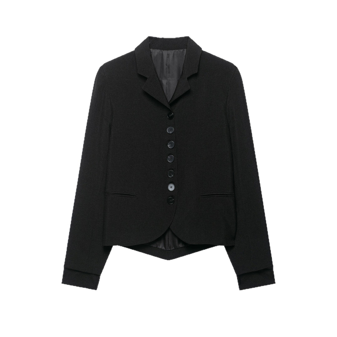 Damen Cropped-Blazer mit asymmetrisch geschnittenem Vorderteil und klassischem Revers Echoarchiv