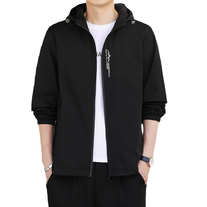 Herren Ultraleichte Kapuzen-Shelljacke im Urban-Minimalstil mit windabweisender Membran und Reißverschlusstaschen Echo Archiv