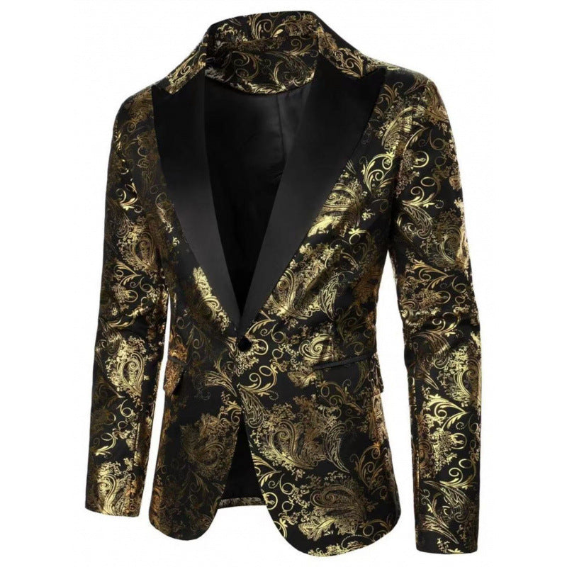 Herren Eleganter Smokingblazer mit floralem Jacquard-Muster Echoarchiv