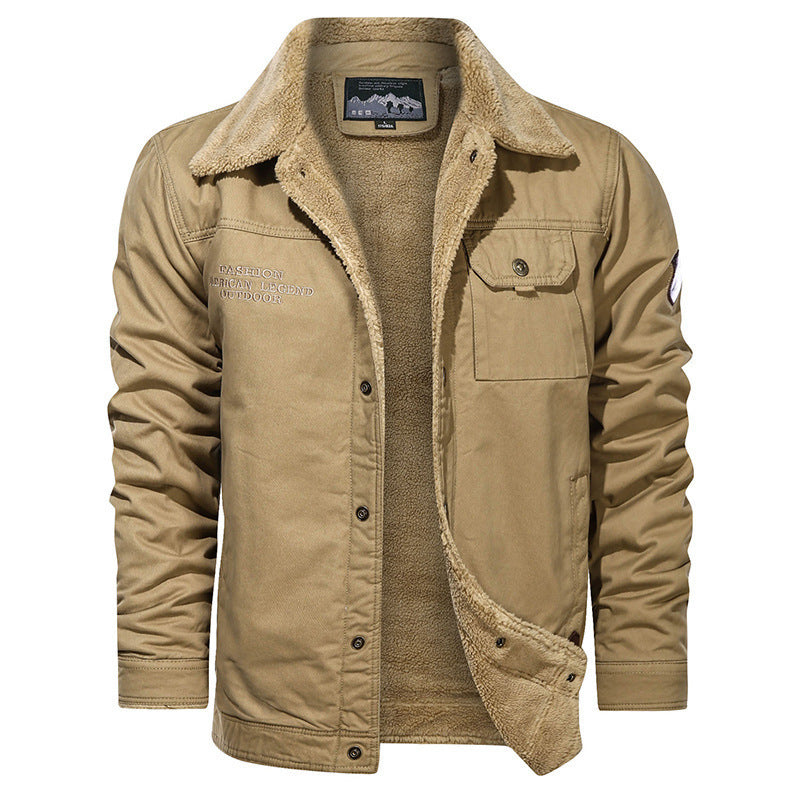 Herren nan gefütterte Canvas-Fieldjacke mit Teddyfutter, Brustklappe und Druckknopffront Echo Archiv
