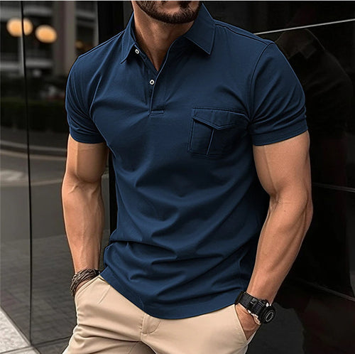 Herren Kurzarm Poloshirt mit praktischer Brusttasche und modernem Schnitt Echoarchiv