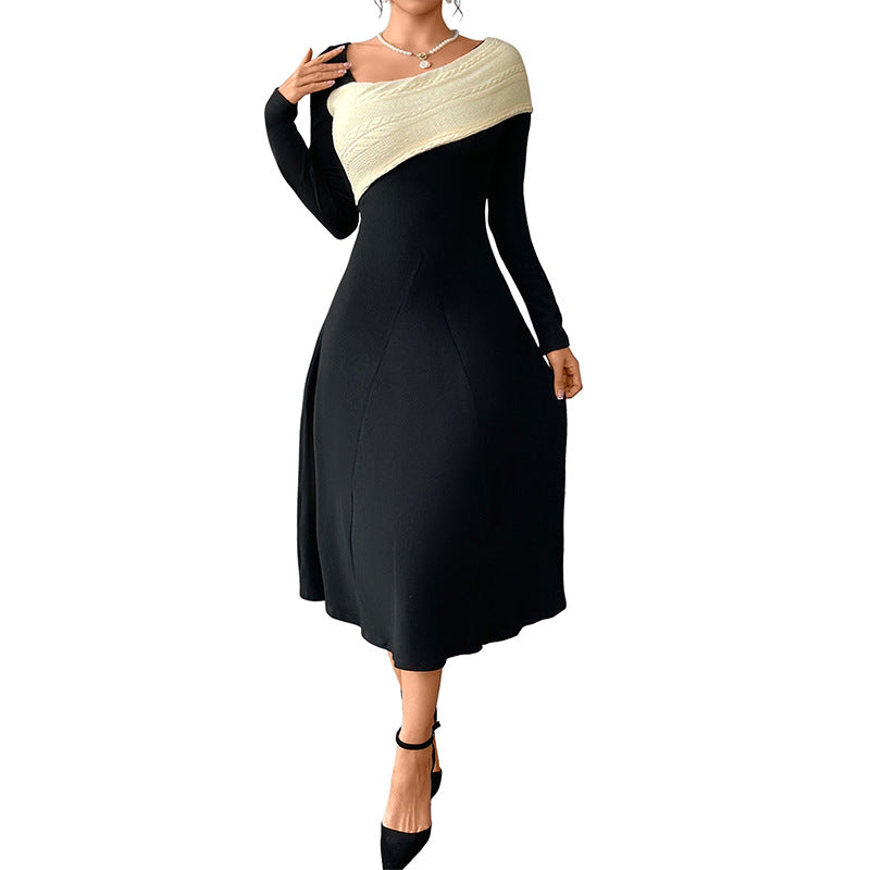 Damen Asymmetrisches Midikleid mit One-Shoulder-Strickdetail und figurbetontem Fall Echoarchiv