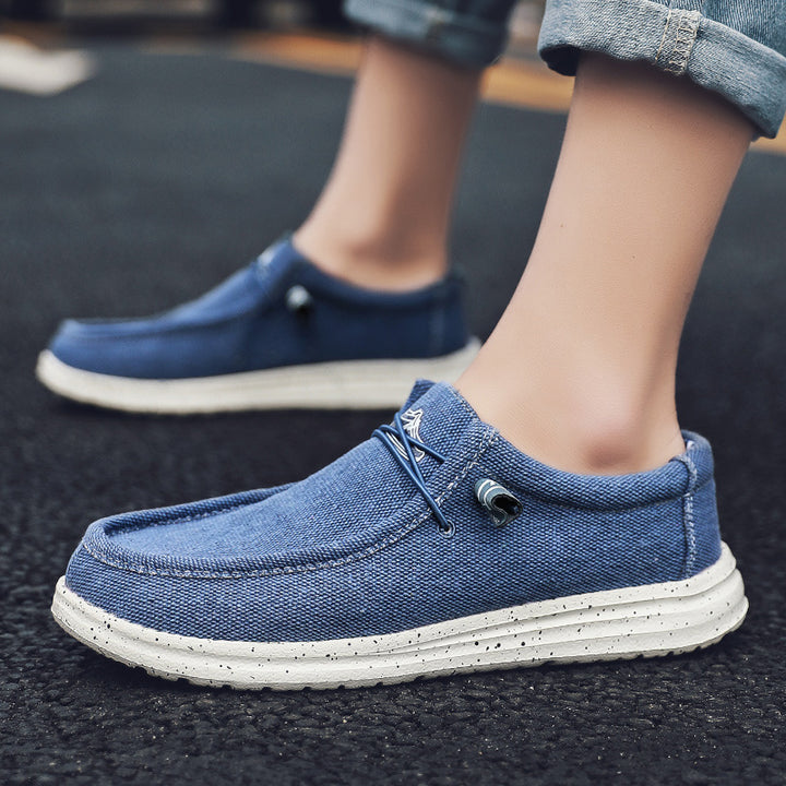 Herren Legerer Canvas-Mokassin-Slipper mit geflochtener Schnürung und gefleckter EVA-Sohle Echoarchiv