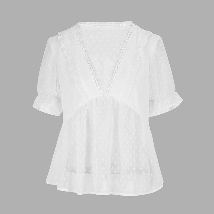 Damen Blusenshirt mit Rüschendetails und punktuellem Design Echo Archiv