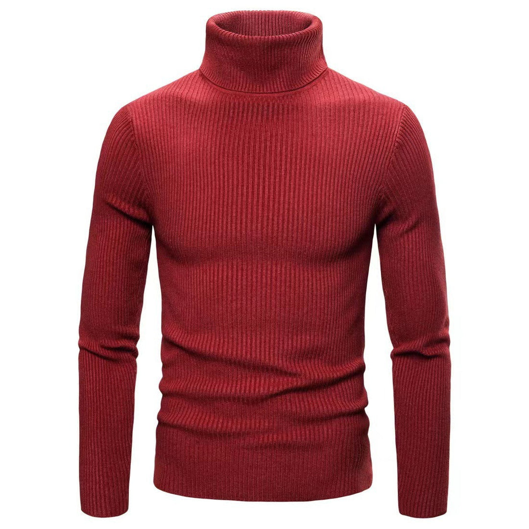 Herren hochwertiger Rollkragenpullover aus feinem Rippstrick Echoarchiv