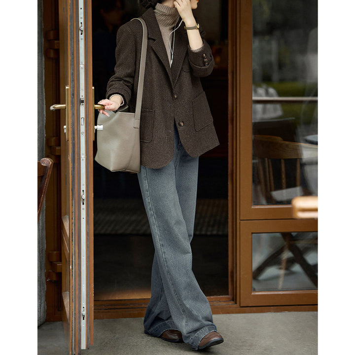 Damen Modern geschnittener Blazer mit strukturiertem Stoff Echoarchiv