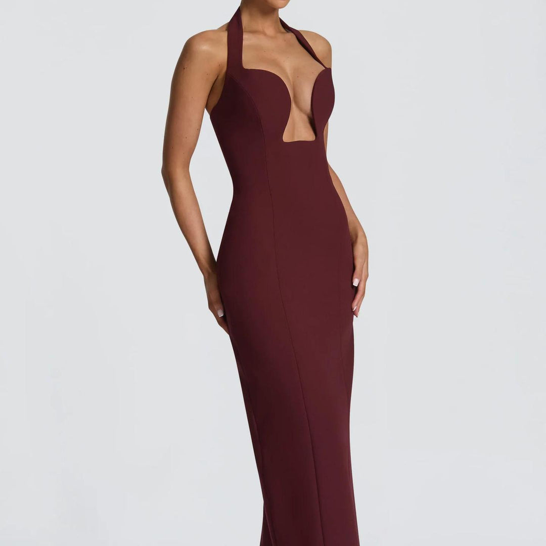 Damen Elegantes Maxikleid mit tiefem V-Ausschnitt und schmeichelnder Silhouette Echo Archiv