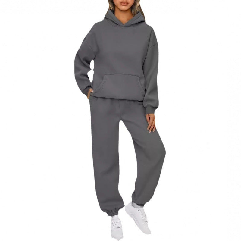 Damen nan Oversize Kapuzenpullover und Fleece Jogginghose Set mit Kängurutasche Echo Archiv
