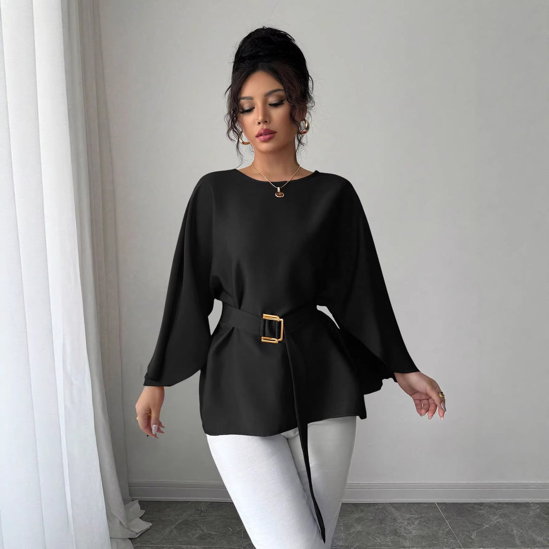 Damen Elegante Chiffon-Tunika mit Cape-Ärmeln und Taillengürtel Echo Archiv