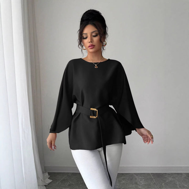 Damen Elegante Chiffon-Tunika mit Cape-Ärmeln und Taillengürtel Echo Archiv