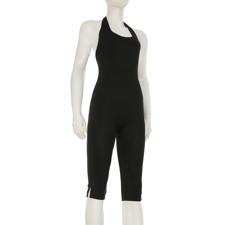 Damen körperbetonter Jumpsuit mit tiefem Rückenausschnitt und reinem Design Echo Archiv