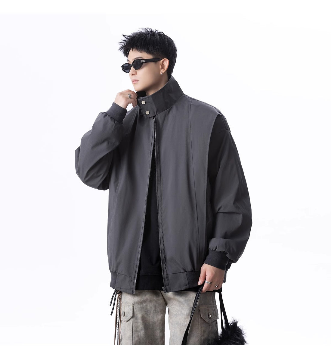 Herren Urbane Utility-Jacke mit hohem Kragen Echoarchiv