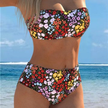 Damen Bikini-Set mit strapazierfähigem Bandeau-Oberteil und hoch geschnittenen Badeshorts Echo Archiv