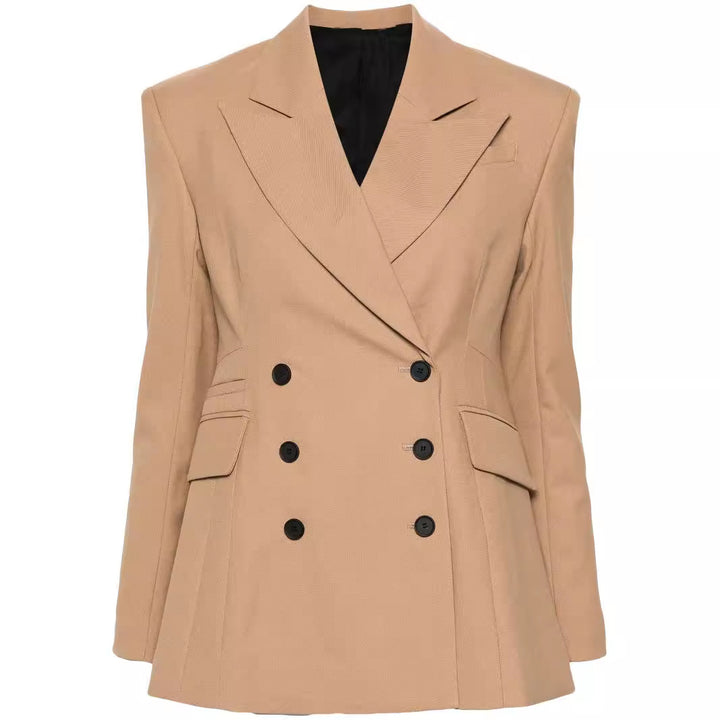 Damen Zweiteiliges tailliertes Doppelreihiges Blazer‑Hosenanzug mit ausgestellter Palazzohose Echoarchiv