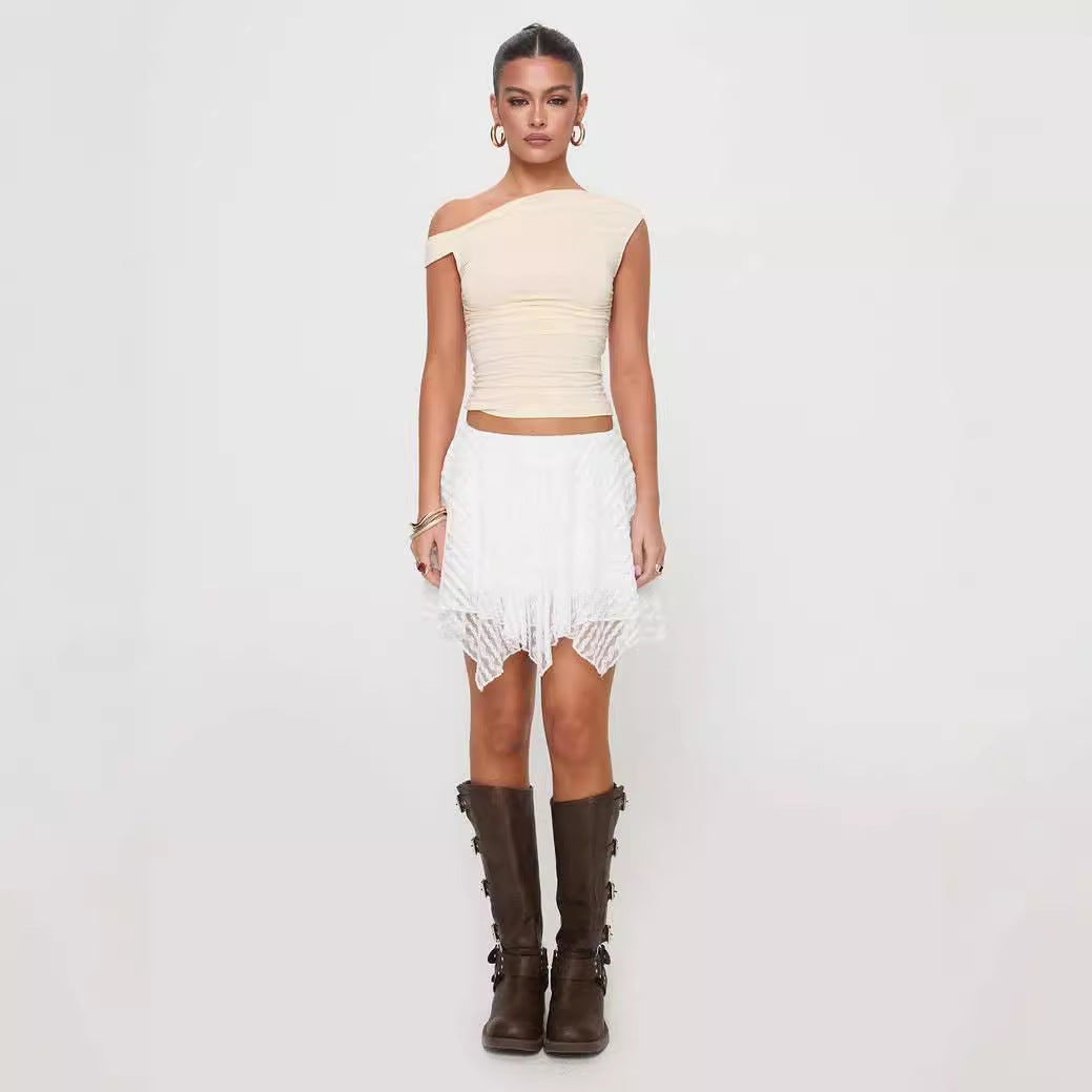 Damen verspielter Spitzenshorts mit asymmetrischem Saum Echo Archiv