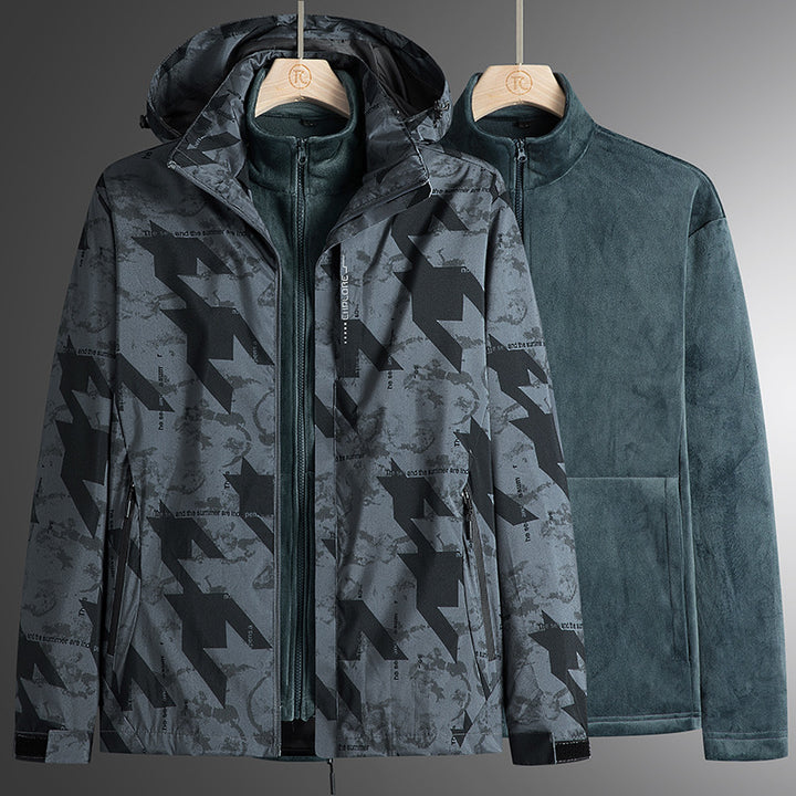 Herren Modular Softshell Parka mit abnehmbarer Fleece-Innenjacke, winddichter Außenschale und verstellbarer Kapuze – Taviero