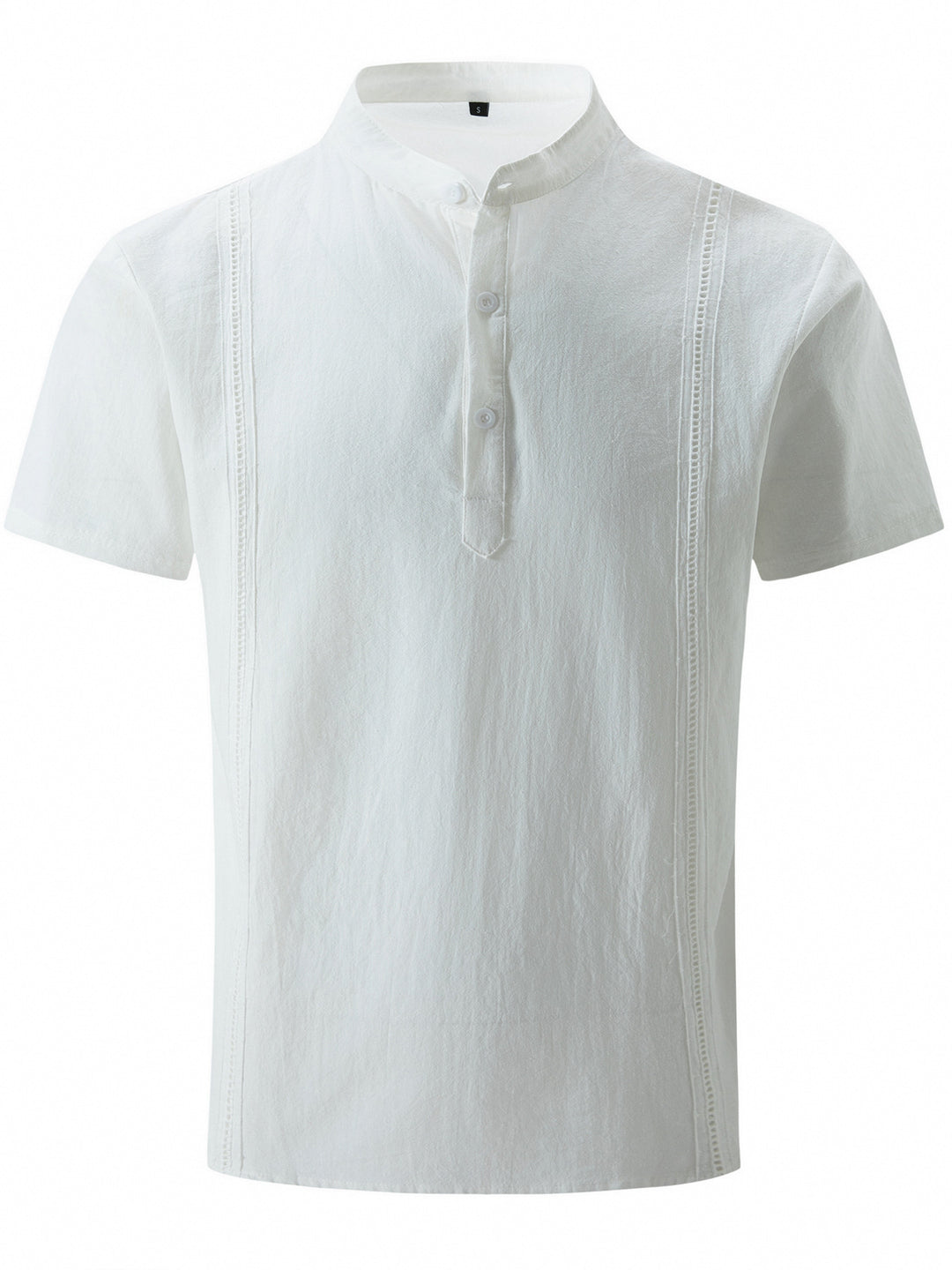 Herren Elegantes Kurzarmhemd mit modernem Stehkragen und feiner Knopfdetails Echoarchiv