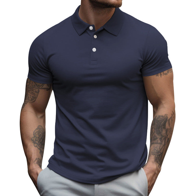 Herren nan tailliertes elastisches Piqué-Poloshirt mit klassischem Kragen Echoarchiv