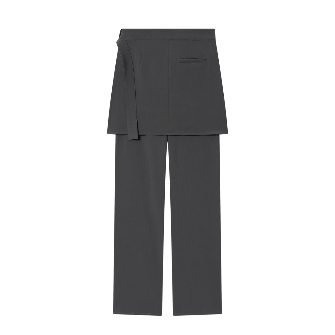 Damen weite Highwaist-Hose mit asymmetrischem Wickelrock-Overlay und weitem Bein – Avélisse