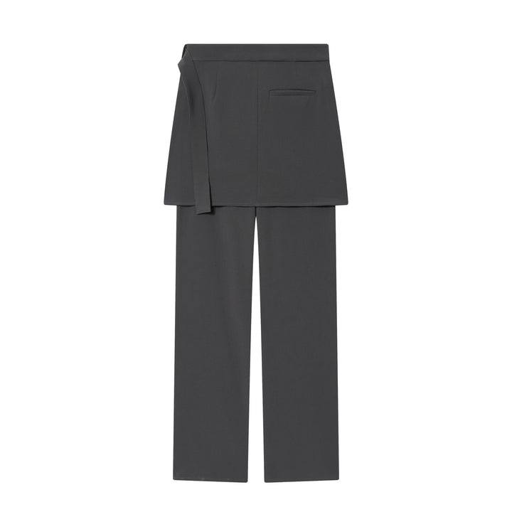 Damen weite Highwaist-Hose mit asymmetrischem Wickelrock-Overlay und weitem Bein – Avélisse