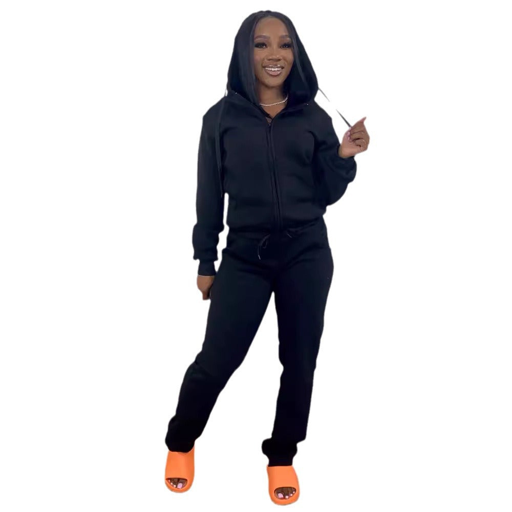 Damen nan Komfort-Zip-Hoodie mit taillenhoher Bootcut-Jogginghose Set Echo Archiv