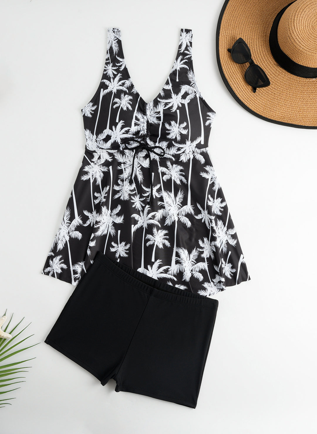 Damen Tankini-Set mit modischem Volant und grafischem Pfauenmuster Echo Archiv