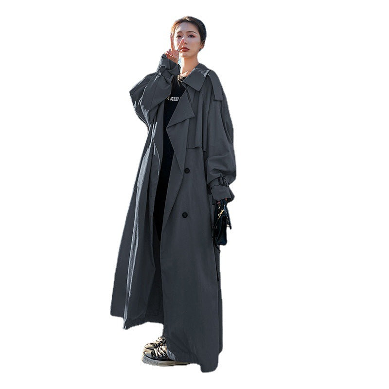 Damen Oversize-Trenchmantel mit Ballonärmeln, doppelreihiger Knopfleiste und Taillengürtel – Montévia