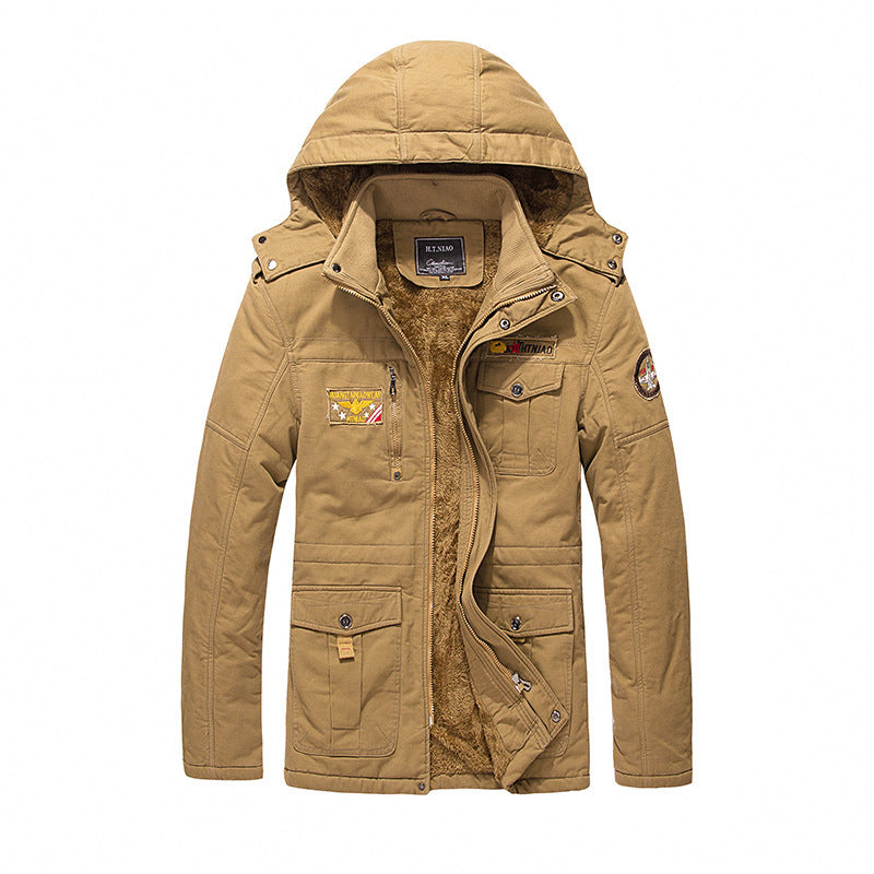 Herren Militärinspirierter Canvas-Parka mit Teddyfutter, abnehmbarer Kapuze und Utility-Taschen Echo Archiv
