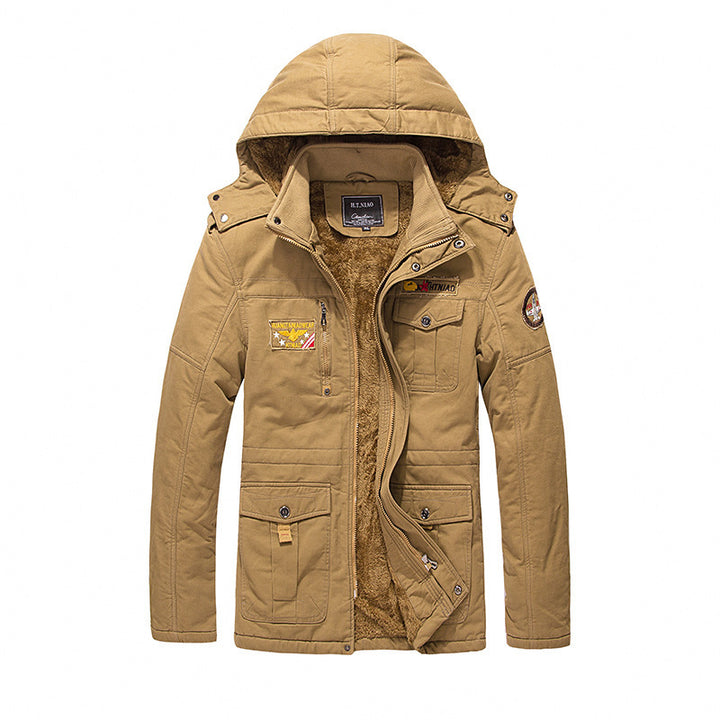Herren Militärinspirierter Canvas-Parka mit Teddyfutter, abnehmbarer Kapuze und Utility-Taschen Echo Archiv